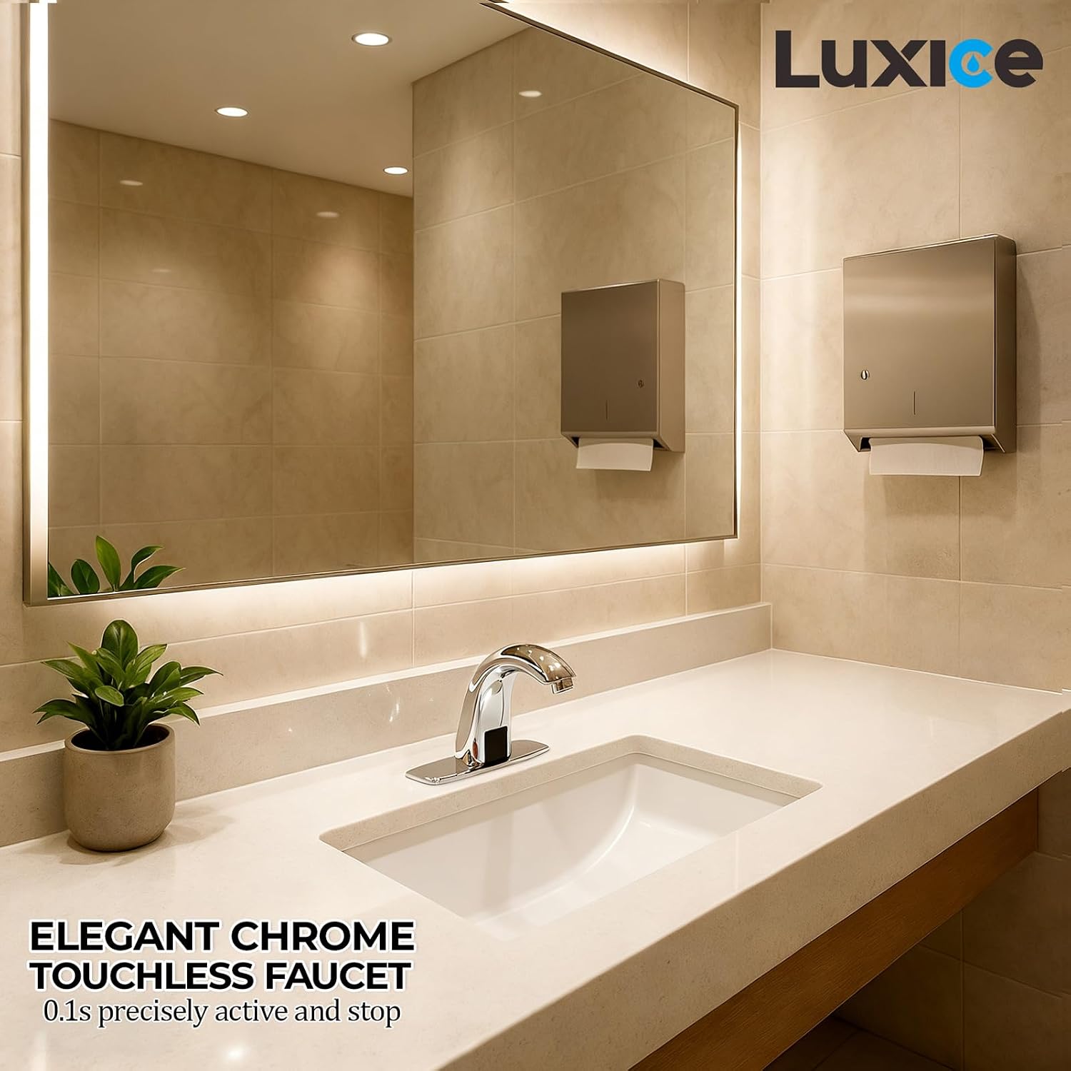 Touchless Bathroom Sink Faucet - Automatic Motion Sensor Faucet - Battery Opertated for Commercial Lavatory