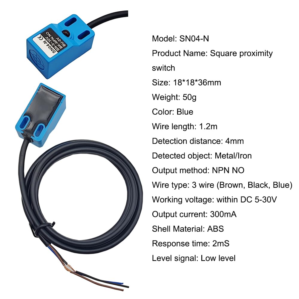 Inductive Proximity Sensor SN04-N Normally Open Detection Approach Switch NPN NO with TL PL SN Bracket (Blue